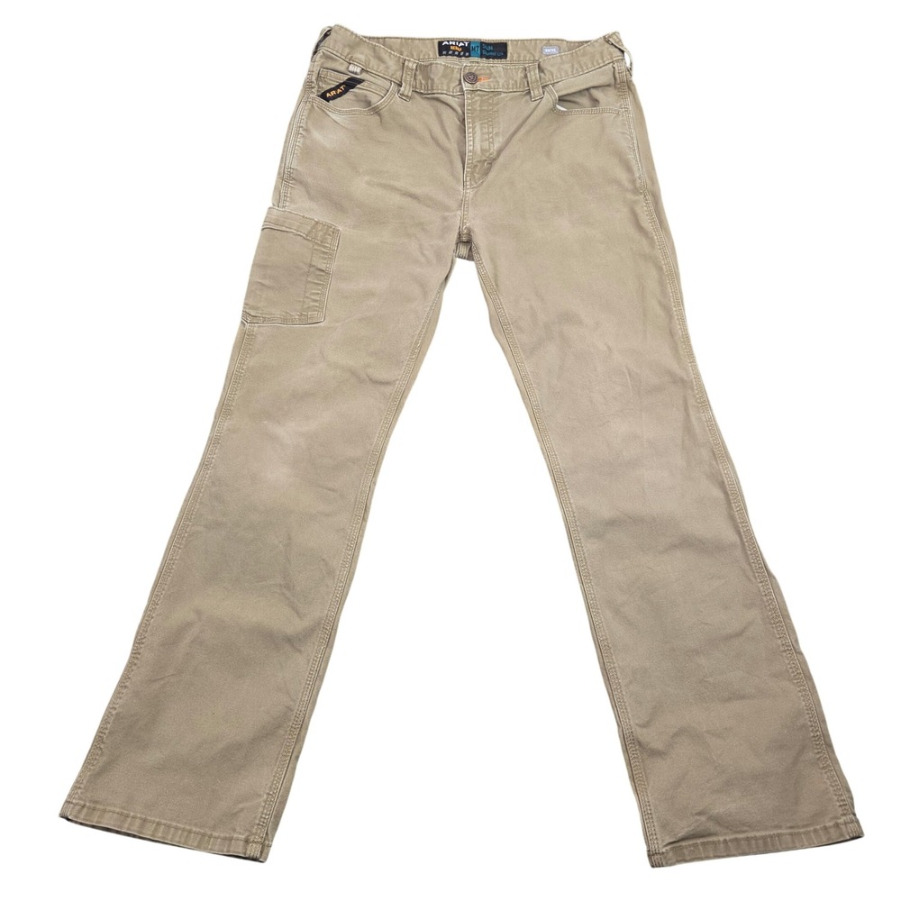 Ariat Rebar M7 Work Pants Mens 32x32 Khaki Slim Straight DuraStretch Carpenter